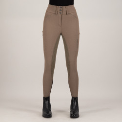 Pantalon d'équitation Euro-star Aurelia Diamond FullGrip Pépites de chocolat Marron