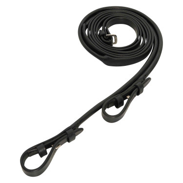 Rênes cuir ronde et plate Imperial Riding Noir / argent