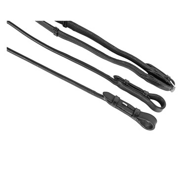 Rênes cuir ronde et plate Imperial Riding Noir / argent