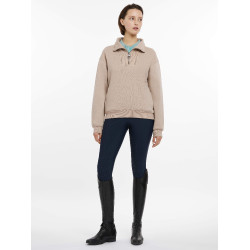 Pull LeMieux col quart zippé Keira femme Almond Beige
