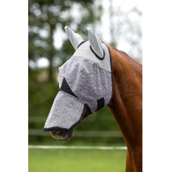 Masque anti-mouches Covalliero protection oreilles et naseaux Gris clair Masque anti-mouches Covalliero protection oreilles et naseaux Gris clair