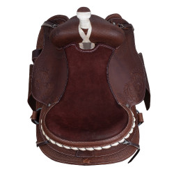 Selle western Lakota à jupe ronde gravée et avec fil d'argent Marron Selle western Lakota à jupe ronde gravée et avec fil d'argent Marron