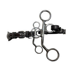 Hackamore Jump'In Poney cuir branches courtes Noir