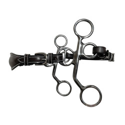 Hackamore Jump'In Poney cuir branches courtes Noir