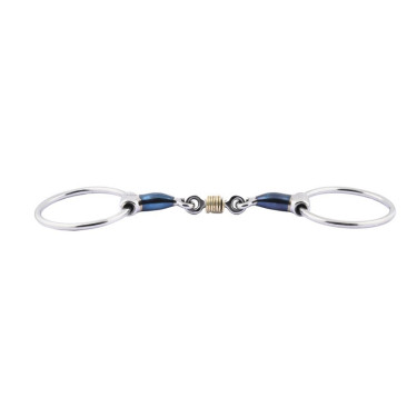 Mors Blue Steel Jump'In double brisure avec anneaux en cuivre Mors Blue Steel Jump'In double brisure avec anneaux en cuivre