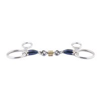 Mors baucher Jump'In double brisure Blue Steel avec anneaux en cuivre