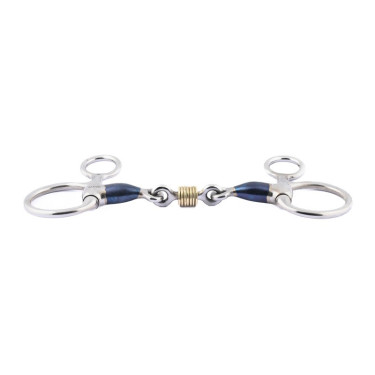 Mors baucher Jump'In double brisure Blue Steel avec anneaux en cuivre Mors baucher Jump'In double brisure Blue Steel avec anneaux en cuivre