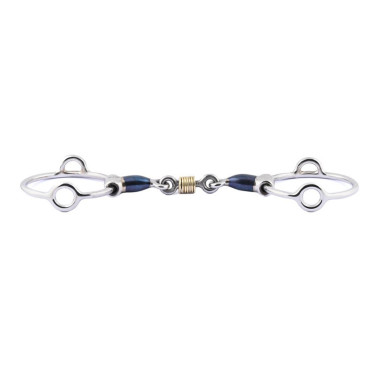 Mors Blue Steel Jump'In releveur double brisure avec anneaux en cuivre Mors Blue Steel Jump'In releveur double brisure avec anneaux en cuivre