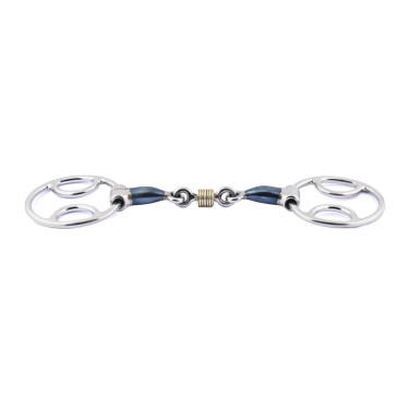 Mors Blue Steel Jump'In trois effets double brisure avec anneaux en cuivre Mors Blue Steel Jump'In trois effets double brisure avec anneaux en cuivre