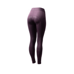 Legging d'équitation Horze Maia fond intégral femme Prune noir Violet