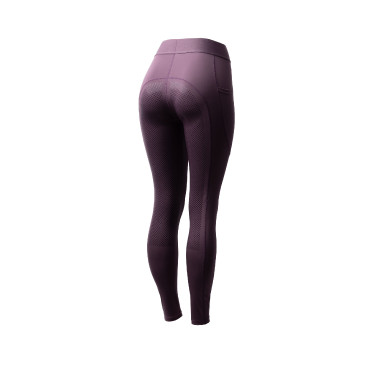 Legging d'équitation Horze Maia fond intégral femme Prune noir Violet