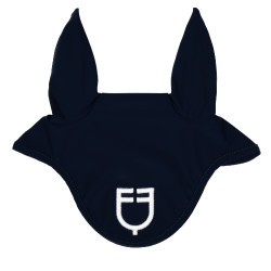 Bonnet anti-mouches en tissu technique avec logo Equestro Marine / blanc Bleu