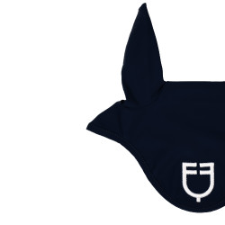 Bonnet anti-mouches en tissu technique avec logo Equestro Marine / blanc Bleu