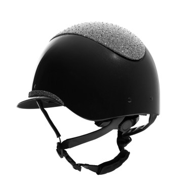 Casque Luxe avec large visière et strass homologué EN 1384-2023 Equestro Casque Luxe avec large visière et strass homologué EN 1384-2023 Equestro