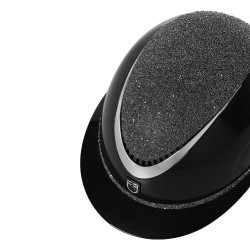 Casque Luxe avec large visière et strass homologué EN 1384-2023 Equestro Noir / argent