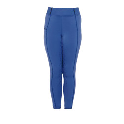 Legging fille cintré avec grip et logo Equestro Bleu sodalite