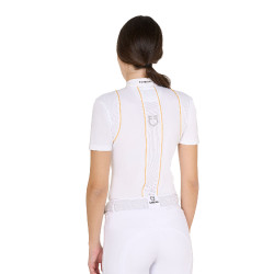 Polo de concours Femme Manches Courtes avec Boutons Equestro Blanc / jaune Polo de concours Femme Manches Courtes avec Boutons Equestro Blanc / jaune