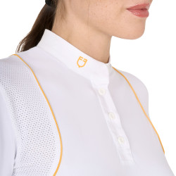 Polo de concours Femme Manches Courtes avec Boutons Equestro Blanc / jaune Polo de concours Femme Manches Courtes avec Boutons Equestro Blanc / jaune
