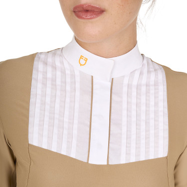 Polo de concours Femme Manches Longues avec Plis en Coton Equestro Polo de concours Femme Manches Longues avec Plis en Coton Equestro