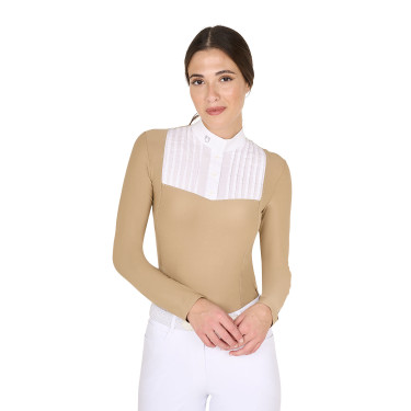 Polo de concours Femme Manches Longues avec Strass Equestro Polo de concours Femme Manches Longues avec Strass Equestro