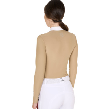 Polo de concours Femme Manches Longues avec Strass Equestro Polo de concours Femme Manches Longues avec Strass Equestro