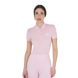 Polo d'entraînement ajusté en tissu respirant femme Equestro Ballerine / blanc antique Rose