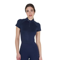 Polo d'entraînement technique ajusté avec fermeture éclair femme Equestro Marine blazer Bleu marine