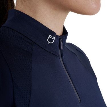 Polo d'entraînement technique ajusté avec fermeture éclair femme Equestro Marine blazer Bleu marine Polo d'entraînement technique ajusté avec fermeture éclair femme Equestro Marine blazer Bleu marine
