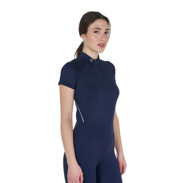 Polo d'entraînement technique ajusté avec fermeture éclair femme Equestro Marine blazer Bleu marine Polo d'entraînement technique ajusté avec fermeture éclair femme Equestro Marine blazer Bleu marine