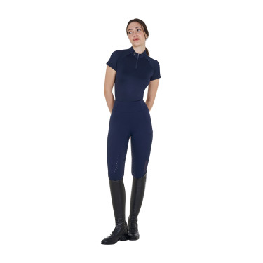 Polo d'entraînement technique ajusté avec fermeture éclair femme Equestro Marine blazer Bleu marine Polo d'entraînement technique ajusté avec fermeture éclair femme Equestro Marine blazer Bleu marine