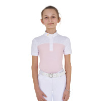 Polo Fille concours à Manches Courtes et Boutons avec Mesh Equestro