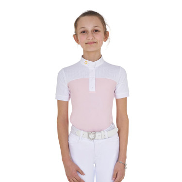Polo Fille concours à Manches Courtes et Boutons avec Mesh Equestro Polo Fille concours à Manches Courtes et Boutons avec Mesh Equestro