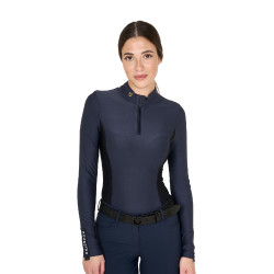 Polo Technique d'Entraînement Femme Manches Longues Equestro Marine blazer Bleu marine