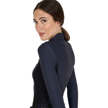 Polo Technique d'Entraînement Femme Manches Longues Equestro Marine blazer Bleu marine