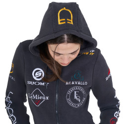 Sweat à capuche femme avec multi-logo nouveau Equestro Asphalte Gris