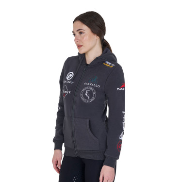 Sweat à capuche femme avec multi-logo nouveau Equestro Asphalte Gris