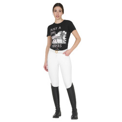 T-shirt en coton Equestro femme Horse Lover Noir T-shirt en coton Equestro femme Horse Lover Noir