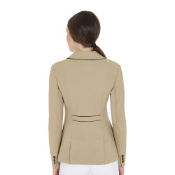 Veste de concours femme en tissu technique stretch Equestro Encens Beige