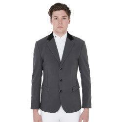 Veste de concours homme 3 boutons Elegance Equestro Gris / noir