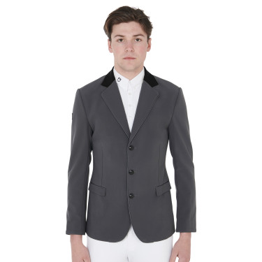 Veste de concours homme 3 boutons Elegance Equestro Gris / noir