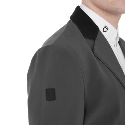 Veste de concours homme 3 boutons Elegance Equestro Gris / noir