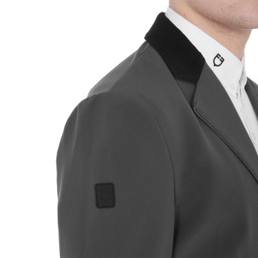 Veste de concours homme 3 boutons Elegance Equestro Gris / noir