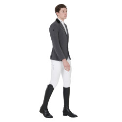 Veste de concours homme 3 boutons Elegance Equestro Gris / noir