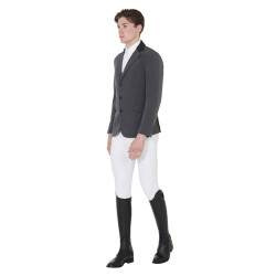 Veste de concours homme 3 boutons Elegance Equestro Gris / noir