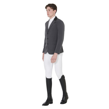 Veste de concours homme 3 boutons Elegance Equestro Gris / noir
