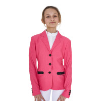 Veste de concours trois boutons fille en mesh Equestro Oxford tan Rose