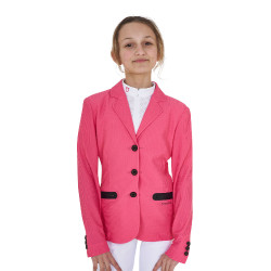 Veste de concours trois boutons fille en mesh Equestro Chèvrefeuille Rose Veste de concours trois boutons fille en mesh Equestro Chèvrefeuille Rose