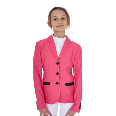 Veste de concours trois boutons fille en mesh Equestro Chèvrefeuille Rose Veste de concours trois boutons fille en mesh Equestro Chèvrefeuille Rose