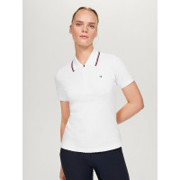 Polo à zip Tommy Hilfiger Equestrian Camden manches courtes femme Blanc