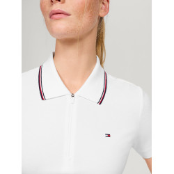 Polo à zip Tommy Hilfiger Equestrian Camden manches courtes femme Blanc